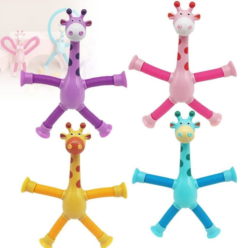 Giraesticas - Kit com 4 Girafas coloridas com Ventosas