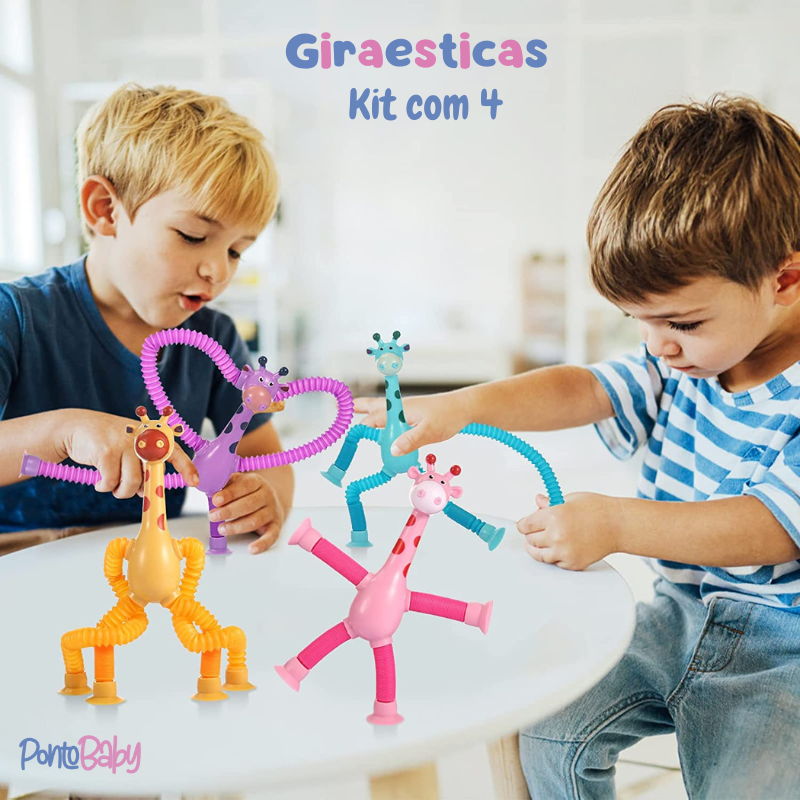 Giraesticas - Kit com 4 Girafas coloridas com Ventosas